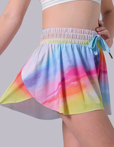 Miniatura 134 de Paquete de 3 pantalones cortos fluidos para niñas con forro de elastano, 2 en 1, faldas de mariposa para jóvenes, para fitness, correr, deportes
