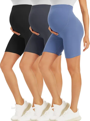 BONVIGOR Pantalones cortos de maternidad sobre el vientre para ciclismo, entrenamiento, yoga, activo, atlético, embarazo, pantalones cortos de pijama