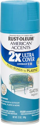 Rust Oleum 280720 American Accents Ultra Cover 2X Pintura en aerosol, color Satin Lagoon, 12 onzas Laguna Satinado