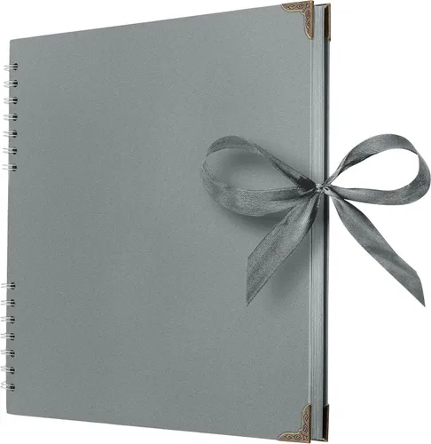 Bstorify Álbumes de fotos cuadrados de 80 páginas (11 x 11 pulgadas), papel grueso gris, tapa dura, cierre de cinta, ideal para tus álbumes de