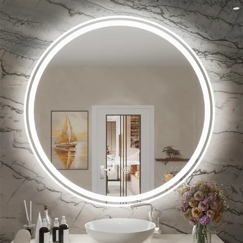 Miniatura 11 de Espejo LED para baño de 24 pulgadas, 3 temperaturas de color (3000K/4500K/6000K), retroiluminación regulable, antivaho, vidrio HD de 5MM, CRI 90+