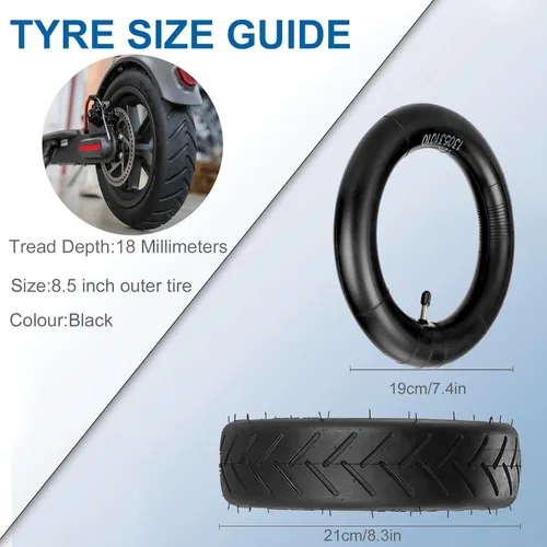 Miniatura 2 de Tubo interior de repuesto de 8.5x2.0 50/75-6.1 Tubo resistente para Gotrax GXL V2 XR Apex XR Xiaomi M365 Pro 2 Hiboy S2 Scooter eléctrico, 8.5 Negro
