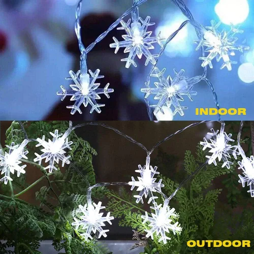Miniatura 2 de WesGen - Guirnalda de luces de Navidad, tira de luces de copo de nieve, funciona con pilas, impermeable, 20 pies, 40 luces LED para Navidad, jardín