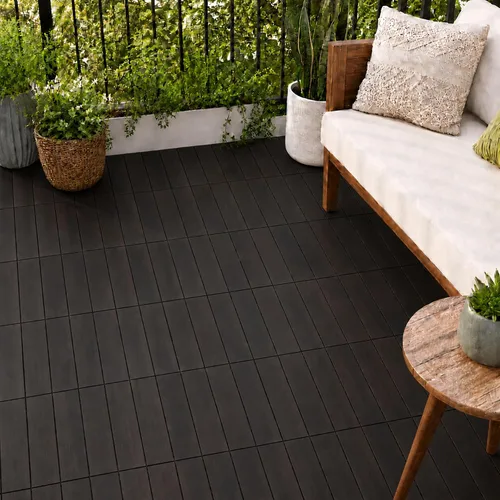 Miniatura 21 de Baldosas de madera de acacia para exteriores, baldosas de patio que se entrelazan. Moderno Gris Recto