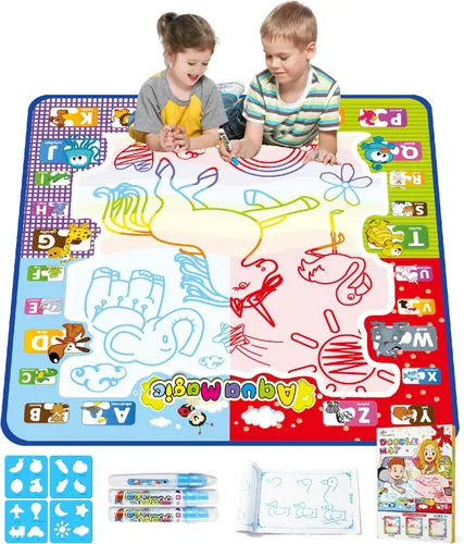 Jasonwell Tapete para dibujar agua acuática de 31 x 31 pulgadas, tapete grande de dibujo mágico para colorear, juguetes educativos, regalos de
