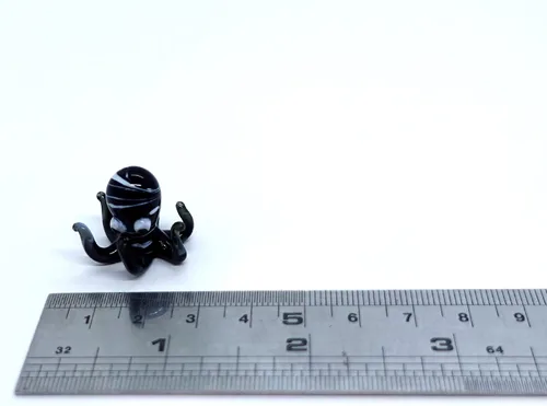 Miniatura 2 de Pulpo diminutas micro figuras sopladas a mano de vidrio de color arte animales coleccionables regalo decoración del hogar (negro)