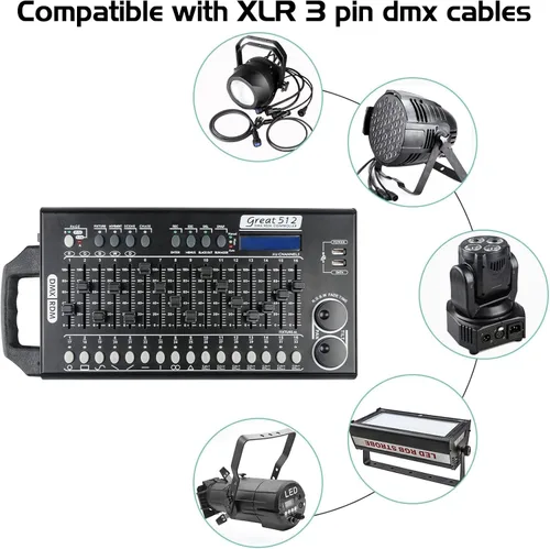 Miniatura 4 de Controlador de luz de escenario DMX 512 - Controlador de luces DMX de 512 canales con programa integrado y función de interruptor DIP RDM