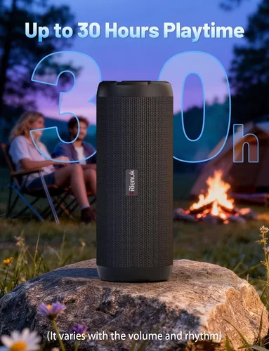 Miniatura 3 de RIENOK - Bocina Bluetooth 5.3 portátil de 30W, emparejamiento dual, sonido estéreo inalámbrico HD, impermeable IPX7, bocina inalámbrica deportiva