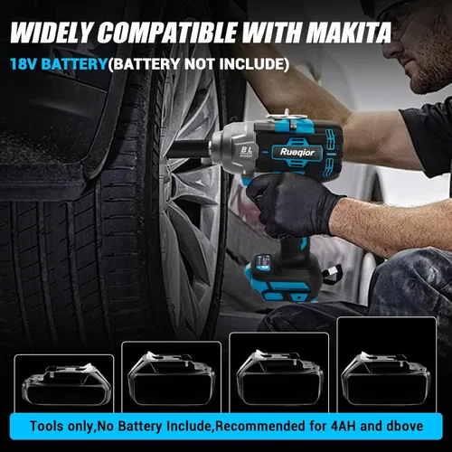 Miniatura 3 de Cordless Impact Wrench 1/2" Compatible with Makita 18V Battery, Impact Wrench 1000FT-LBS(1360N.m) High Torque Brushless Electric Impact Power Impact