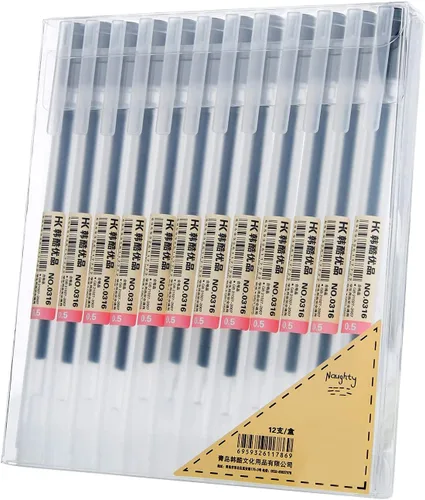 XSG - Paquete de 12 bolígrafos de gel negro [0,5 mm] de punta extrafina para material de papelería de oficina japonesa