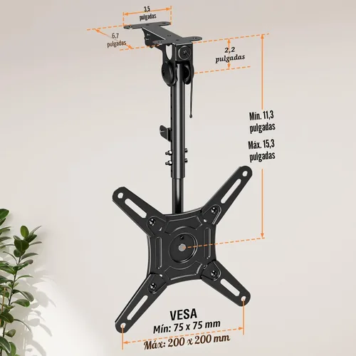 Miniatura 9 de ELIVED Soporte de techo abatible para TV para la mayoría de televisores de 14 a 40 pulgadas, soporte de TV plegable para techo plano y inclinado
