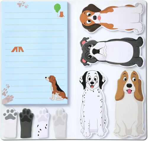 Hommie Set de notas adhesivas de perro, pestañas divisoras de notas adhesivas para planificador, 300 hojas, marcadores de animales bonitos en forma