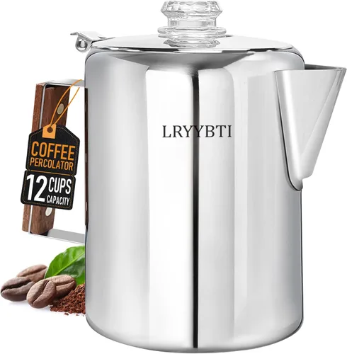 Miniatura 8 de Percolator Pot - Olla de café de acero inoxidable para acampar, sin aluminio o plástico, estufa de café (9 tazas)