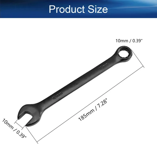 Miniatura 2 de Auniwaig Cr-V - Llave combinada de 0.394 in, 5.315 in de longitud, diseño de 12 puntos, revestimiento de electroforesis negro