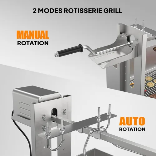Miniatura 5 de Kit de parrilla con espetón ROVSUN de 46'' con capacidad de 176 libras, parrilla eléctrica con espetón para cerdo y cordero con soporte