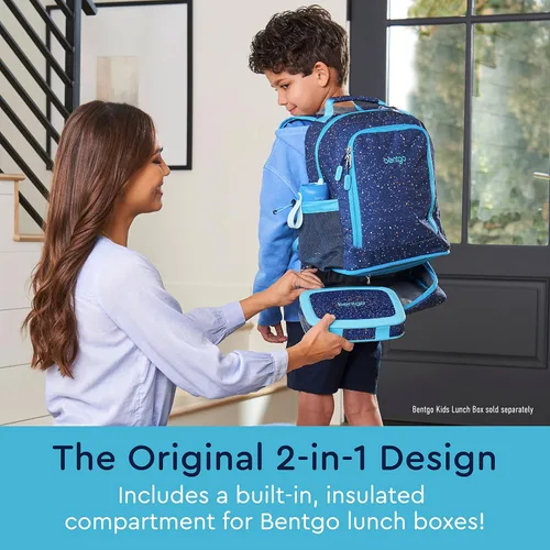 Miniatura 3 de Bentgo® Lonchera infantil de 5 compartimentos con mochila 2 en 1 para niños y bolsa de almuerzo aislada (edición confeti - azul abismo)
