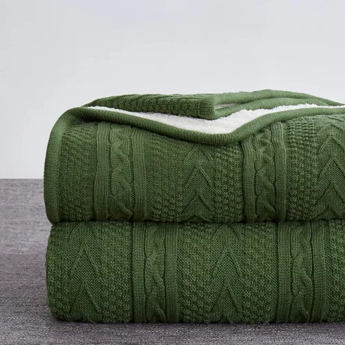 Miniatura 15 de Longhui bedding Manta de punto trenzado acrílico negro de 50 x 63 pulgadas, gruesa, suave, grande, acogedora manta de forro polar de punto