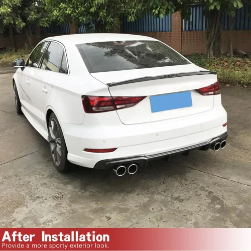 Miniatura 2 de Difusor trasero de fibra de carbono para Audi A3 Sline S3 Sedan 2017-2019 difusor trasero parachoques cubierta alerón