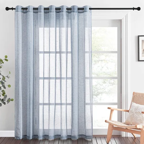 Miniatura 126 de NICETOWN Cortinas de lino traslúcidas con textura de lino de 84 pulgadas de largo, con ojales semitraslúcidos, tratamientos de ventana, privacidad
