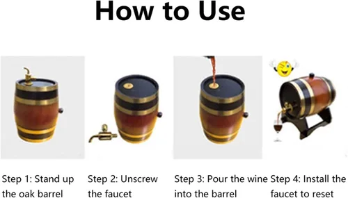 Miniatura 6 de Barril de whisky de madera, barril de envejecimiento de roble de 3 litros con 4 soportes y grifo, barril de vino tinto para cerveza casera
