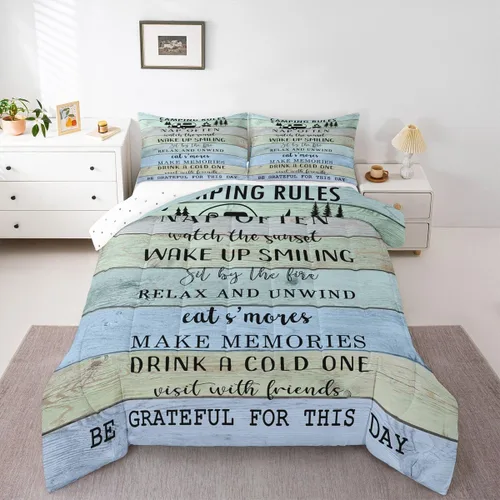 Miniatura 46 de Juego de edredón de camper tamaño matrimonial, edredón acolchado para adolescentes y niños, juego de ropa de cama rústica de granja para niños