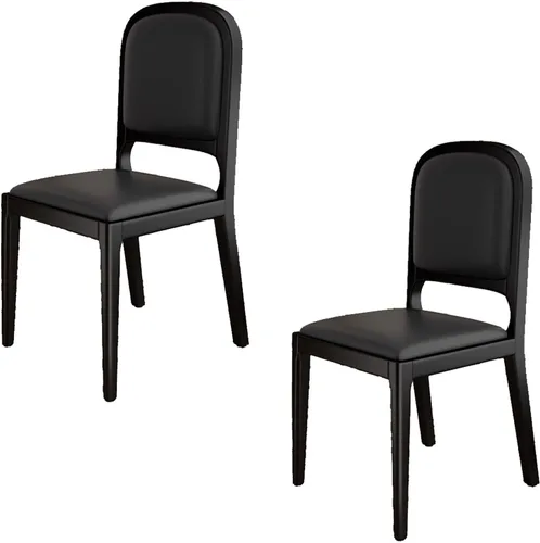 Miniatura 34 de Leather Seat Dining Room Chair with Back, Wooden Dining Chairs Set Kitchen Chair, Dining Room Chairs Armless Seat for Kitchen Living Room Black+khaki