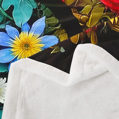 Miniatura 4 de Manfei Flower Throw Blanket Sunflower Rose Daisy Fuzzy Blanket, Botanical Floral Blanket for Bed Couch Sofa, Kids Boys Girls Room Decor