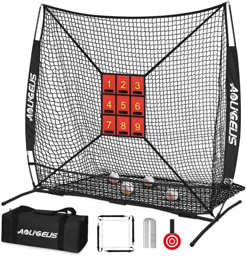 Miniatura 9 de 6'X6' Baseball Softball Practice Net,Pitching Net,Batting Net,with Bonus Strike Zone,Target and Bow Frame,for Hitting,Pitching,Catching