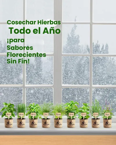 Miniatura 6 de Regalo para mujeres, mamá, ella – Kit de jardín de 9 hierbas para ventana interior Juego completo de semillas de hierbas con macetas, tierra
