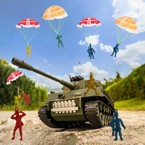 Miniatura 5 de Manmel 40 piezas de juguete de paracaídas, juguete volador al aire libre para niños de 3 4 5 6 7 8 9, mini paracaidistas del ejército paracaídas