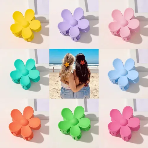 Miniatura 6 de Pinzas para el cabello de flores, 8 unidades, pinzas grandes para mujeres y niñas, cabello grueso y delgado, agarre fuerte, antideslizantes