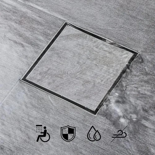 Miniatura 28 de SaniteModar Drenaje de ducha lineal de 48 pulgadas con inserción de azulejos Stealth y paneles 2 en 1 de acero inoxidable 304 cepillado pulido.