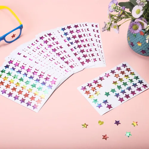 Miniatura 3 de 2400 calcomanías de estrellas para niños – Calcomanías holográficas de estrellas de recompensa para tabla de comportamiento, escuela, aula