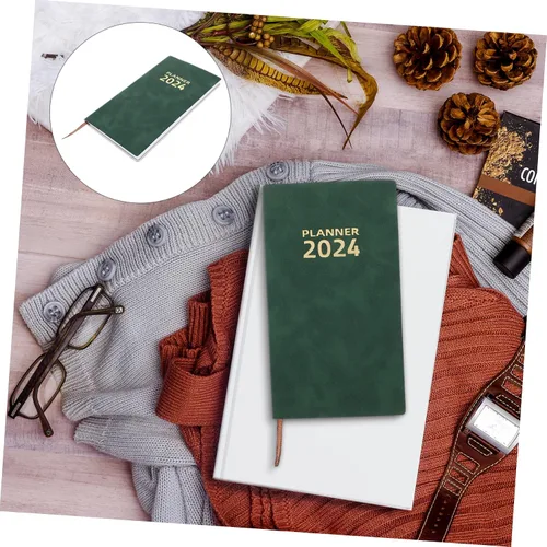 Miniatura 8 de Agenda 2024, agenda delicada, bloc de notas para planificación, multifunción, color verde oscuro, papel de oficina, agenda diaria, cuaderno
