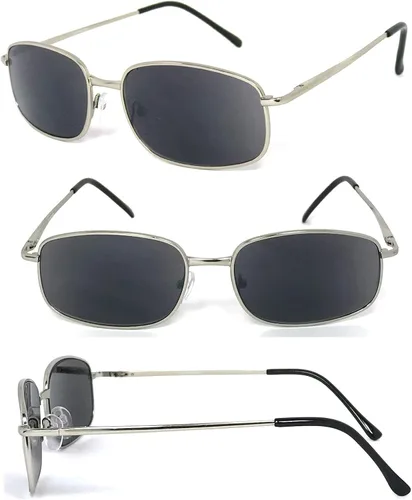 VeryHobby® Retro Pilot lente completa lectores de sol tintado magnificado gafas de sol de lectura, bisagras de resorte templos, plateado
