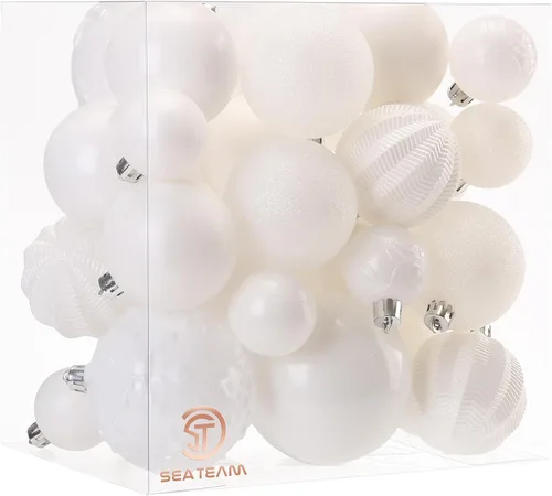 Miniatura 29 de Sea Team Paquete de 21 adornos de bolas de Navidad con cuerdas, esferas de tamaño grande de 80mm/3.15 pulgadas, bombillas de Navidad de plástico