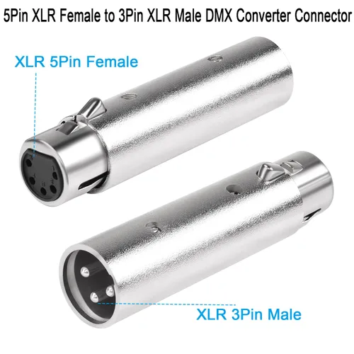 Miniatura 2 de QIANRENON Adaptador de audio XLR - Convertidor DMX hembra de 5 pines a macho de 3 pines, para micrófono, iluminación de escenario, estación