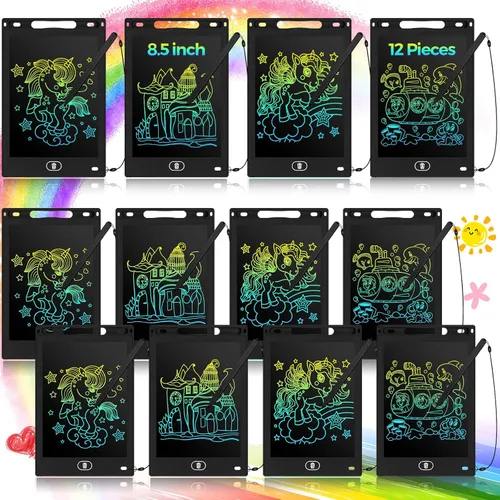 Tinlade Paquete de 12 tabletas de escritura LCD para juegos de recuerdos de fiesta de niños, juguetes educativos de 8.5 pulgadas, regalos a granel,