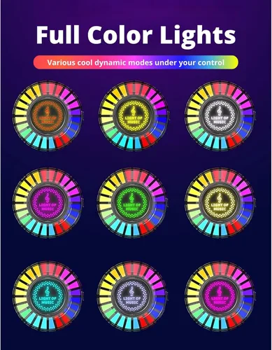 Miniatura 7 de Luz de ritmo de control de sonido magnético RGB para automóvil, lámpara de recogida activada por voz con fuerte atracción magnética, luz LED