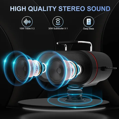 Miniatura 3 de RHM K666 - Máquina de karaoke con graves ricos y profundos, sonido potente, 2 micrófonos inalámbricos, batería recargable, 8 horas de reproducción