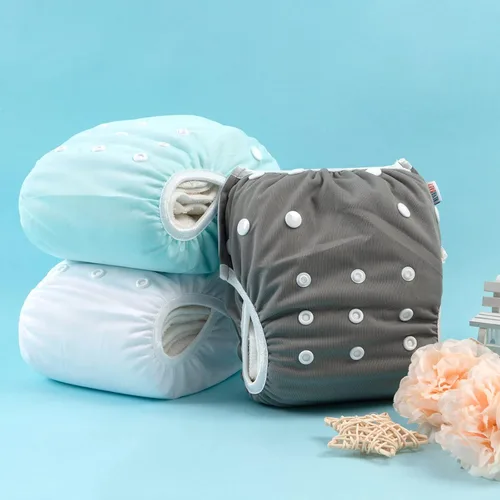 Miniatura 129 de Alva, Pañales de bebé para nadar, paquete de 2 unidades, talle único, reutilizable, lavable y ajustable de 0 a 36 meses. Tamaño de 10 a 40 lbs