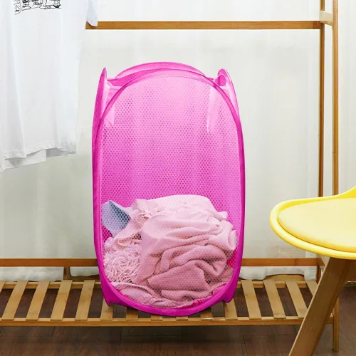 Miniatura 5 de Cesta de lavandería desplegable, cesta portátil de malla para lavandería, contenedor de almacenamiento de ropa plegable para dormitorio, dormitorio