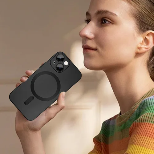 Miniatura 4 de ankofave Funda Magnética para iPhone 14 Plus para Mujeres, Funda Resistente Mate de Lujo Diseño Suave Metálico con Protector de Lente de Cámara