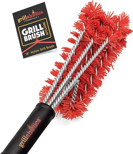 Grillaholics Essentials Cepillo de nylon para parrilla - Alternativa sin cerdas - Tecnología de limpieza de nylon para frotar en frío limpia entre