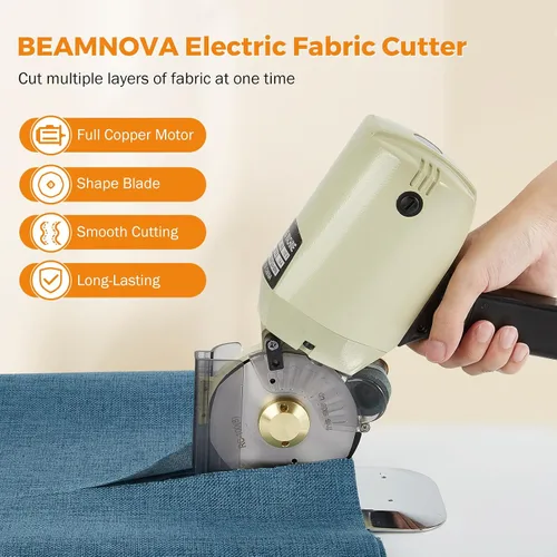 Miniatura 2 de BEAMNOVA Cortador de Tela Eléctrico con Rodillo de Corte de Tela Cortador Manual de Tela con Cuchilla Rotativa Extra de 4 Pulgadas para Vestimenta