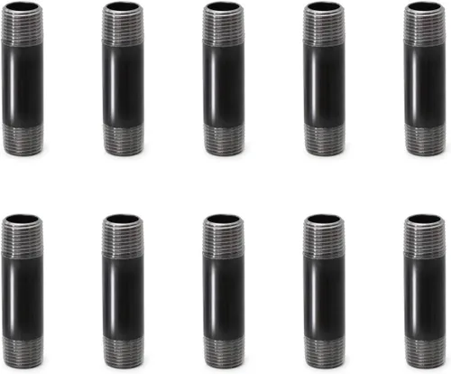 TZH - Paquete de 10 tubos de hierro, tubos de acero precortados resistentes, tubos roscados de metal para proyectos de estilo industrial vintage,
