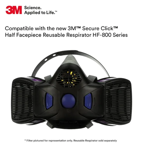 Miniatura 8 de 3M Cartucho/Filtro Respirador P100, Secure Click D80926 Cartucho Combinado Multi-Gas/Vapor, Aprobado por NIOSH, Flujo Dual para Mayor Respirabilidad