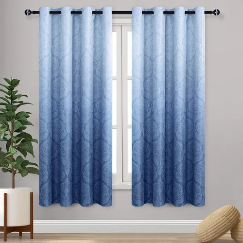 Miniatura 80 de DWCN - Cortinas blackout para dormitorio, diseño de damasco con aislamiento térmico y ojales, para sala de estar, juego de 2 paneles de cortina Gris