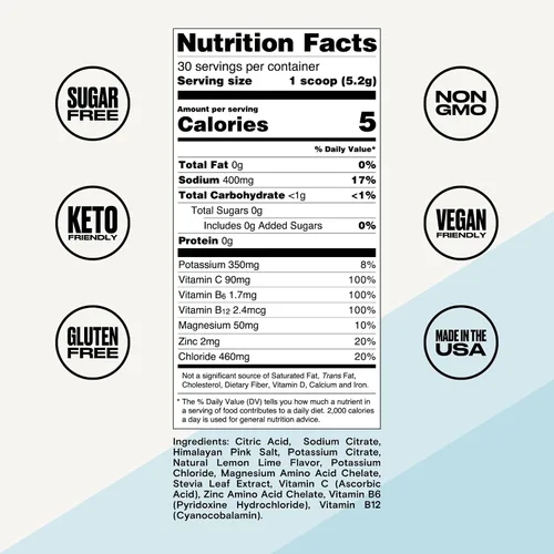 Miniatura 6 de UPPERMOST Hydrate Hydration Keto - Mezcla de electrolitos sin azúcar, sabor y endulzado de forma natural, con vitamina C, B6, B12 y zinc, 30