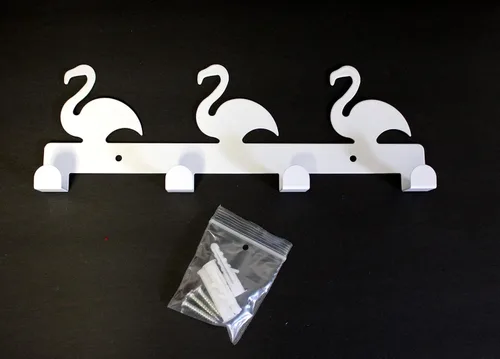 Miniatura 5 de Dependable Industries inc. Essentials Soporte para llaves multiusos de 4 ganchos para montaje en pared, cisnes blancos